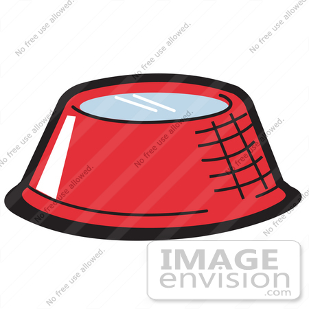 #28998 Royalty-free Cartoon Clip Art of a Red Metal Dog Bowl With Fresh Water by Andy Nortnik