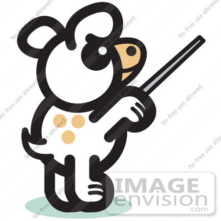 #29010 Royalty-free Cartoon Clip Art of a Dog Standing On His Hind Legs And Using A Pointer Stick To Point Something Out Or Using A Wand To Conduct An Orchestra by Andy Nortnik