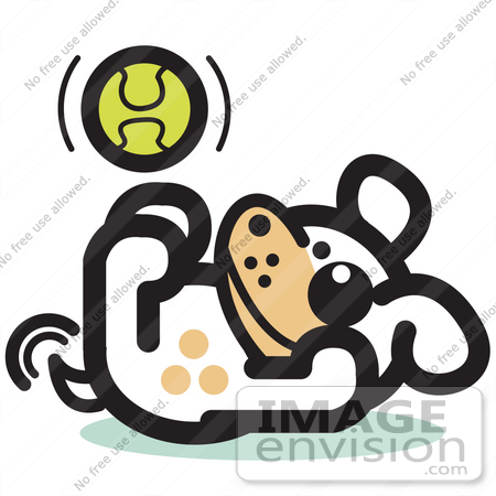 #29015 Royalty-free Cartoon Clip Art of a Playful Dog Playing With a Tennis Ball by Andy Nortnik