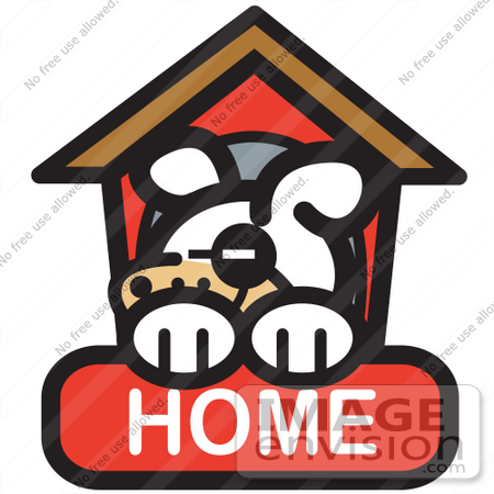 #29019 Royalty-free Cartoon Clip Art of a Tired Dog Napping In His Dog House On A Home Internet Web Icon by Andy Nortnik