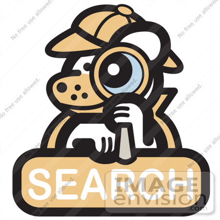 #29020 Royalty-free Cartoon Clip Art of a Detective Dog Looking Through A Magnifying Glass On A Search Internet Web Icon by Andy Nortnik