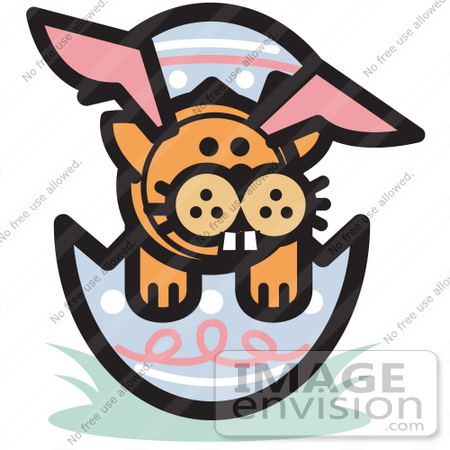#29044 Royalty-free Cartoon Clip Art of an Orange Cat Wearing Bunny Ears And Buck Teeth And Sitting In An Easter Egg by Andy Nortnik
