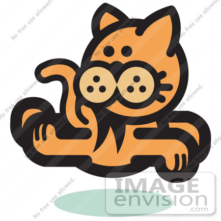 #29054 Royalty-free Cartoon Clip Art of an  Orange Cat Running and Looking Back by Andy Nortnik