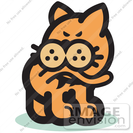 #29055 Royalty-free Cartoon Clip Art of a Cat Biting His Tail to Ease a Flea Itch by Andy Nortnik