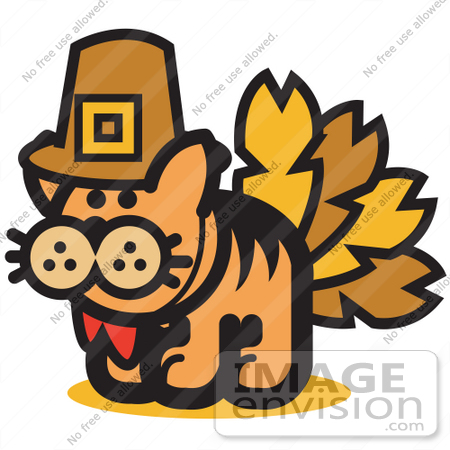 #29066 Royalty-free Cartoon Clip Art of a Ginger Cat Disguised as a Thanksgiving Turkey by Andy Nortnik