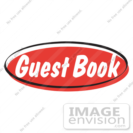 #29077 Royalty-free Cartoon Clip Art of a Red "Guest Book" Internet Website Button by Andy Nortnik