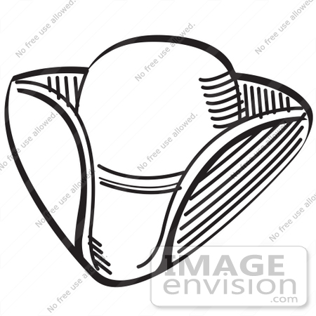 #29097 Royalty-free Black And White Cartoon Clip Art of a Tricorne Hat by Andy Nortnik