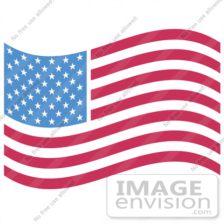 #29210 Royalty-free Cartoon Clip Art of an American Flag With White Stars Over Blue and Rows of Red and White Stripes by Andy Nortnik