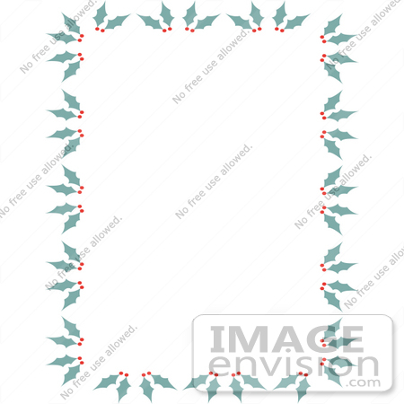 #29215 Royalty-free Cartoon Clip Art of a Stationery Border Of Holly And Berries by Andy Nortnik