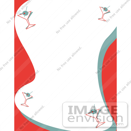 #29231 Royalty-free Cartoon Clip Art of a Stationery Background With A Border Of Martinis by Andy Nortnik