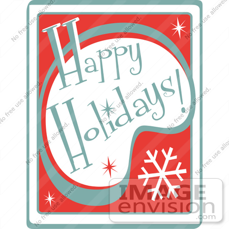 #29232 Royalty-free Cartoon Clip Art of a Retro "Happy Holidays" Greeting by Andy Nortnik
