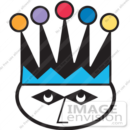 #29235 Royalty-free Cartoon Clip Art of a Joker’s Face Wearing A Colorful Jester Hat by Andy Nortnik