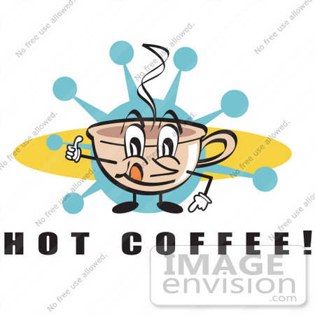 #29239 Royalty-free Cartoon Clip Art of a Happy Coffee Cup Character With Steamy Hot Coffee by Andy Nortnik