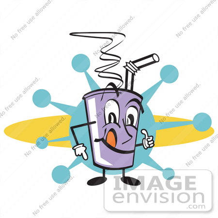 #29245 Royalty-free Cartoon Clip Art of a Purple Cup Holding Fountain Soda And A Straw by Andy Nortnik