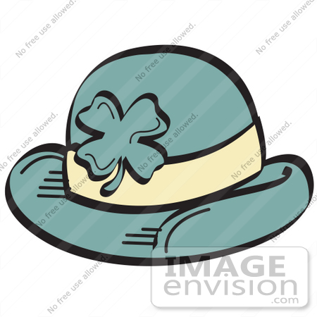 #29259 Royalty-free Cartoon Clip Art of a Green St Paddy’s Day Hat With a Clover on it by Andy Nortnik