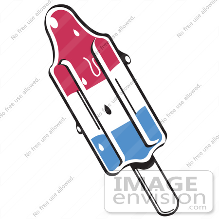 #29261 Royalty-free Cartoon Clip Art of a Red, White And Blue Americana Inspired Melting Popsicle On A Stick by Andy Nortnik
