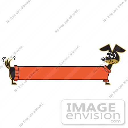 #29267 Royalty-free Cartoon Clip Art of a Long Stretched Dachshund Dog In An Orange Sweater, Appearing To Be A Banner by Andy Nortnik