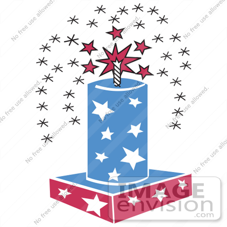 #29278 Royalty-free Cartoon Clip Art of a  July 4th Fireworks Fountain With Stars by Andy Nortnik