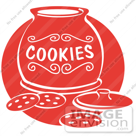#29280 Royalty-free Cartoon Clip Art of a Chocolate Chip Cookies On A Counter In Front Of An Open Cookie Jar by Andy Nortnik