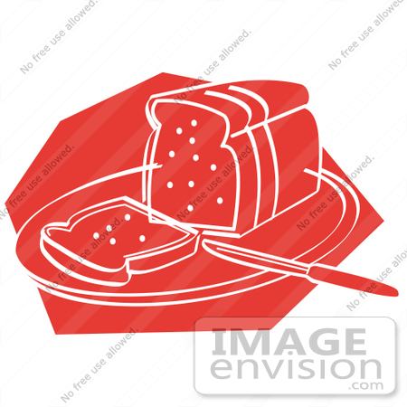 #29281 Royalty-free Cartoon Clip Art of a Knife Resting On A Cutting Board Near Sliced Bread by Andy Nortnik