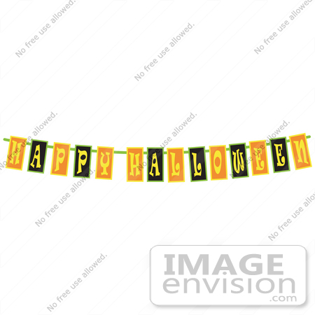 #29282 Royalty-free Cartoon Clip Art of a Black, Yellow and Orange Happy Halloween Banner by Andy Nortnik