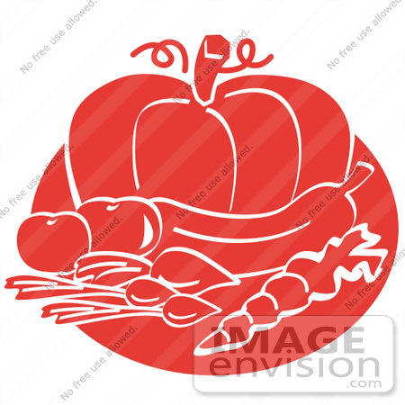 #29284 Royalty-free Cartoon Clip Art of Beets Or Radishes, A Carrot, Eggplant, Tomatoes And A Pumpkin by Andy Nortnik