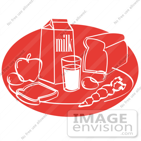 #29285 Royalty-free Cartoon Clip Art of Eggs, Apple, Carton Of Milk, Glass Of Milk, Sliced Bread, And A Carrot by Andy Nortnik