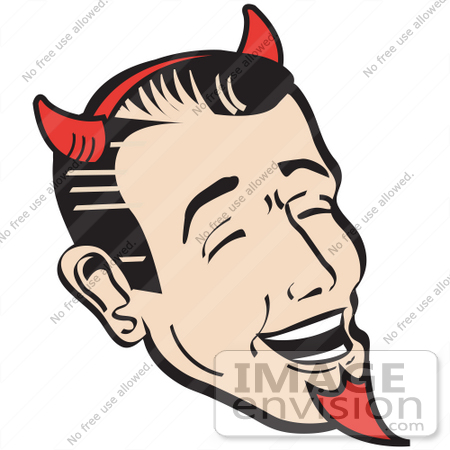 #29292 Royalty-free Cartoon Clip Art of a Man Wearing Red Horns And A Red Goatee, Laughing Devilishly On Halloween by Andy Nortnik