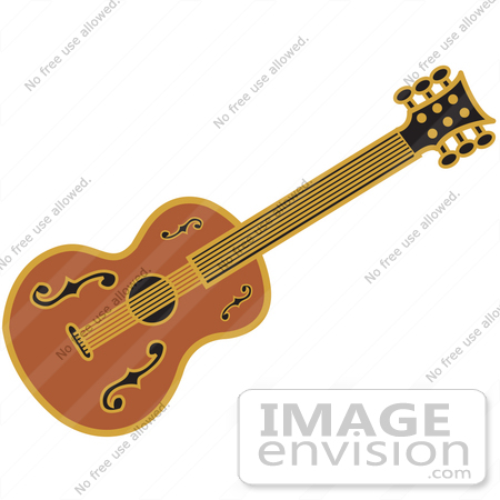 #29293 Royalty-free Cartoon Clip Art of a Western Guitar Over a White Background by Andy Nortnik