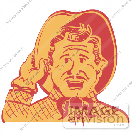 #29294 Royalty-free Cartoon Clip Art of a Friendly Cowboy Man Tipping His Hat While Saying Howdy by Andy Nortnik