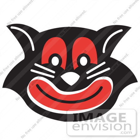 #29320 Royalty-free Cartoon Clip Art of an Evil Black Cat With Red Eyes and Mouth Grinning by Andy Nortnik