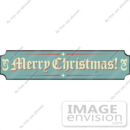 #29338 Royalty-free Cartoon Clip Art of a Green, Tan And Red Sign Reading Merry Christmas! by Andy Nortnik