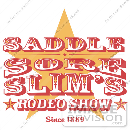 #29341 Royalty-free Cartoon Clip Art of a Vintage Rodeo Sign With a Star by Andy Nortnik