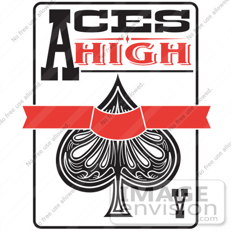#29343 Royalty-free Cartoon Clip Art of an Ace Of Spades Playing Card With Text Reading Aces High by Andy Nortnik