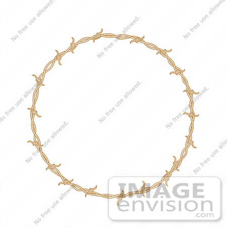 #29345 Royalty-free Cartoon Clip Art of a Circular Border Frame Of Barbed Wire Over A White Background by Andy Nortnik