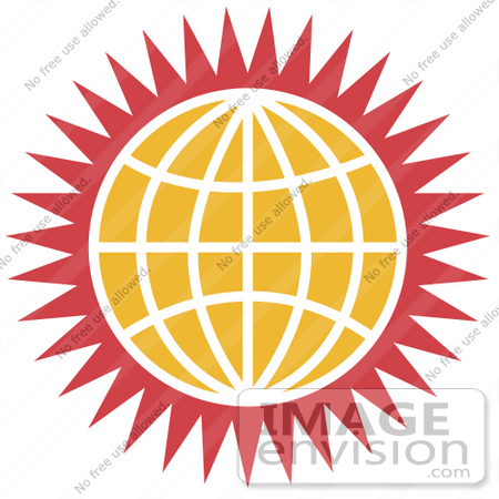 #29354 Royalty-free Cartoon Clip Art of an Orange Globe With White Lines and Red Spikes by Andy Nortnik