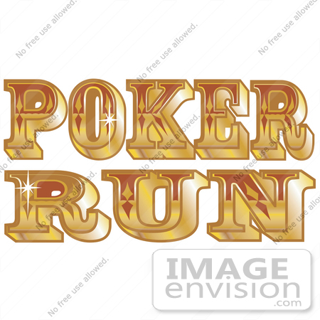 #29356 Royalty-free Cartoon Clip Art of a Shiny Golden Western Poker Run Sign by Andy Nortnik