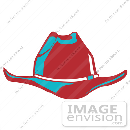 #29359 Royalty-free Cartoon Clip Art of a Red Cowboy Hat Cast in Blue Lighting by Andy Nortnik