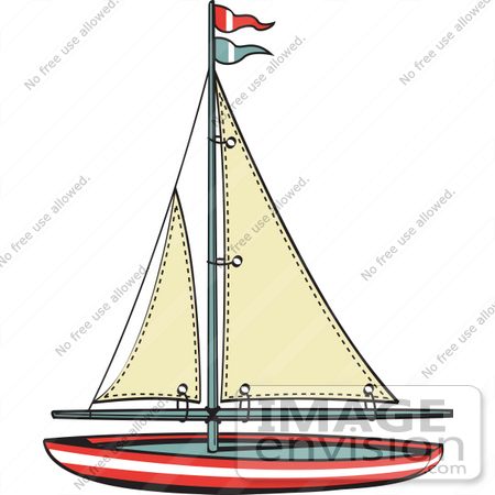 #29367 Royalty-free Cartoon Clip Art of a Toy Sailboat With Flags by Andy Nortnik