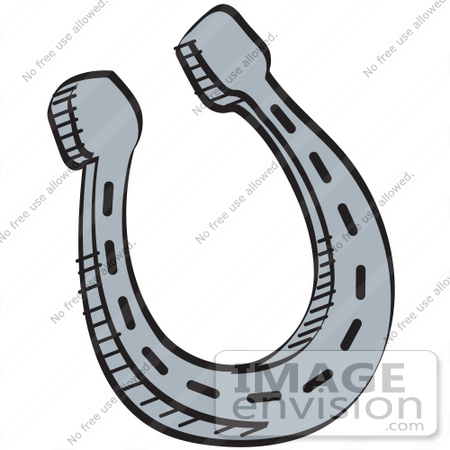 #29374 Royalty-free Cartoon Clip Art of a Metal Lucky Horseshoe Over a White Background by Andy Nortnik