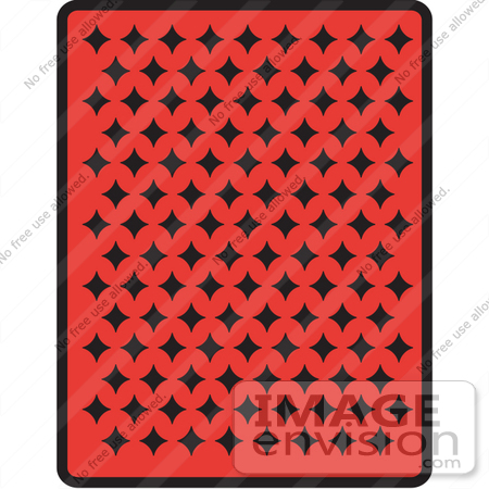 #29375 Royalty-free Cartoon Clip Art of The Back Of A Red Playing Card With Black Diamonds by Andy Nortnik