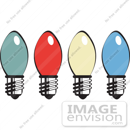 #29378 Royalty-free Cartoon Clip Art of Four Colorful Christmas Lightbulbs by Andy Nortnik