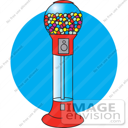#29412 Royalty-free Cartoon Clip Art of a Gumball Vending Machine Full Of Colorful Balls Of Chewing Gum by Andy Nortnik