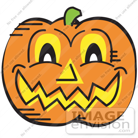 #29428 Royalty-free Cartoon Clip Art of a Grinning Carved Pumpkin on Halloween by Andy Nortnik