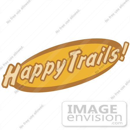 #29430 Royalty-free Cartoon Clip Art of an Orange And Brown Happy Trails Sign by Andy Nortnik
