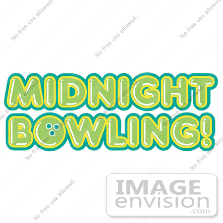 #29442 Royalty-free Cartoon Clip Art of a Green Midnight Bowling Sign by Andy Nortnik