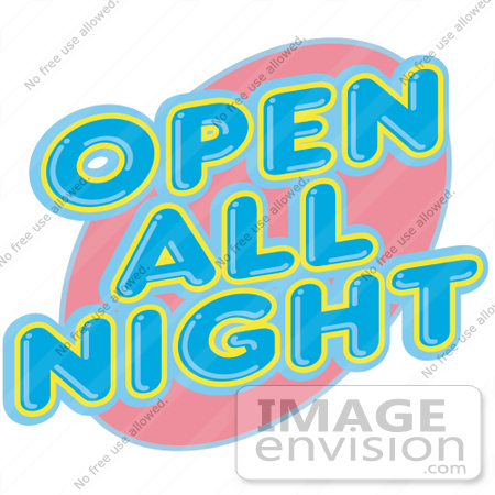 #29451 Royalty-free Cartoon Clip Art of a Vintage Open All Night Neon Sign by Andy Nortnik