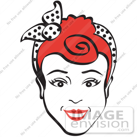 #29460 Royalty-free Cartoon Clip Art of a Friendly Red Haired Woman Smiling And Wearing A Scarf In Her Hair by Andy Nortnik