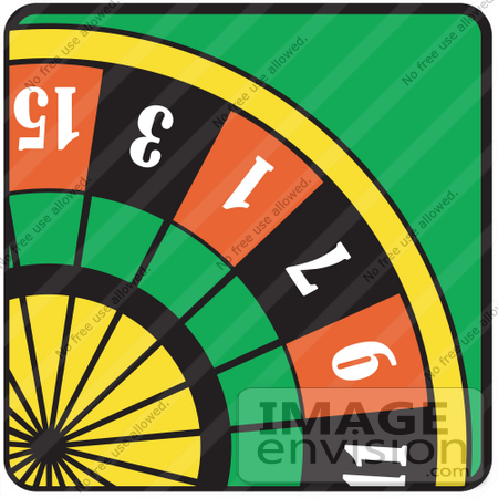 #29472 Royalty-free Cartoon Clip Art of a Colorful Roulette Wheel In A Casino by Andy Nortnik