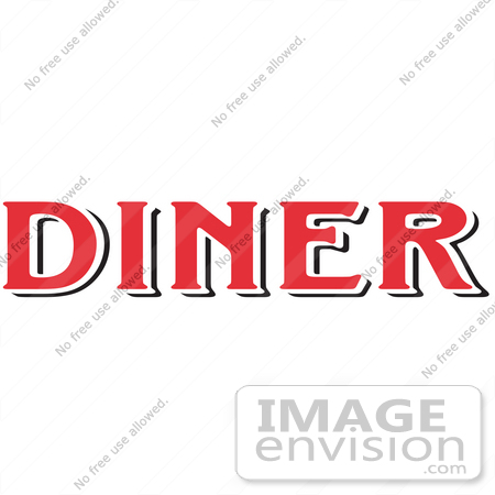 #29484 Royalty-free Cartoon Clip Art of a Red Diner Sign by Andy Nortnik
